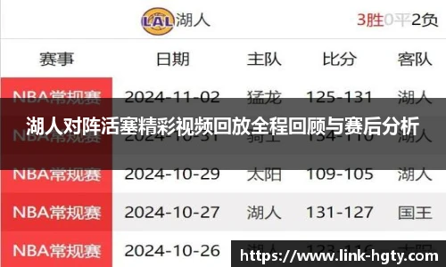 湖人对阵活塞精彩视频回放全程回顾与赛后分析